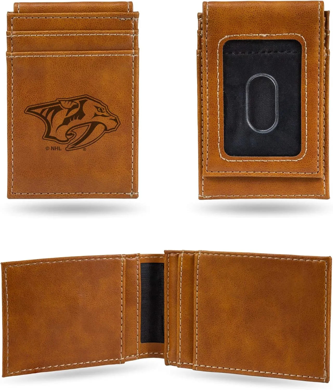 Rico Industries NHL Hockey Laser Engraved Front Pocket Wallet - Compact/Comfortable/Slim