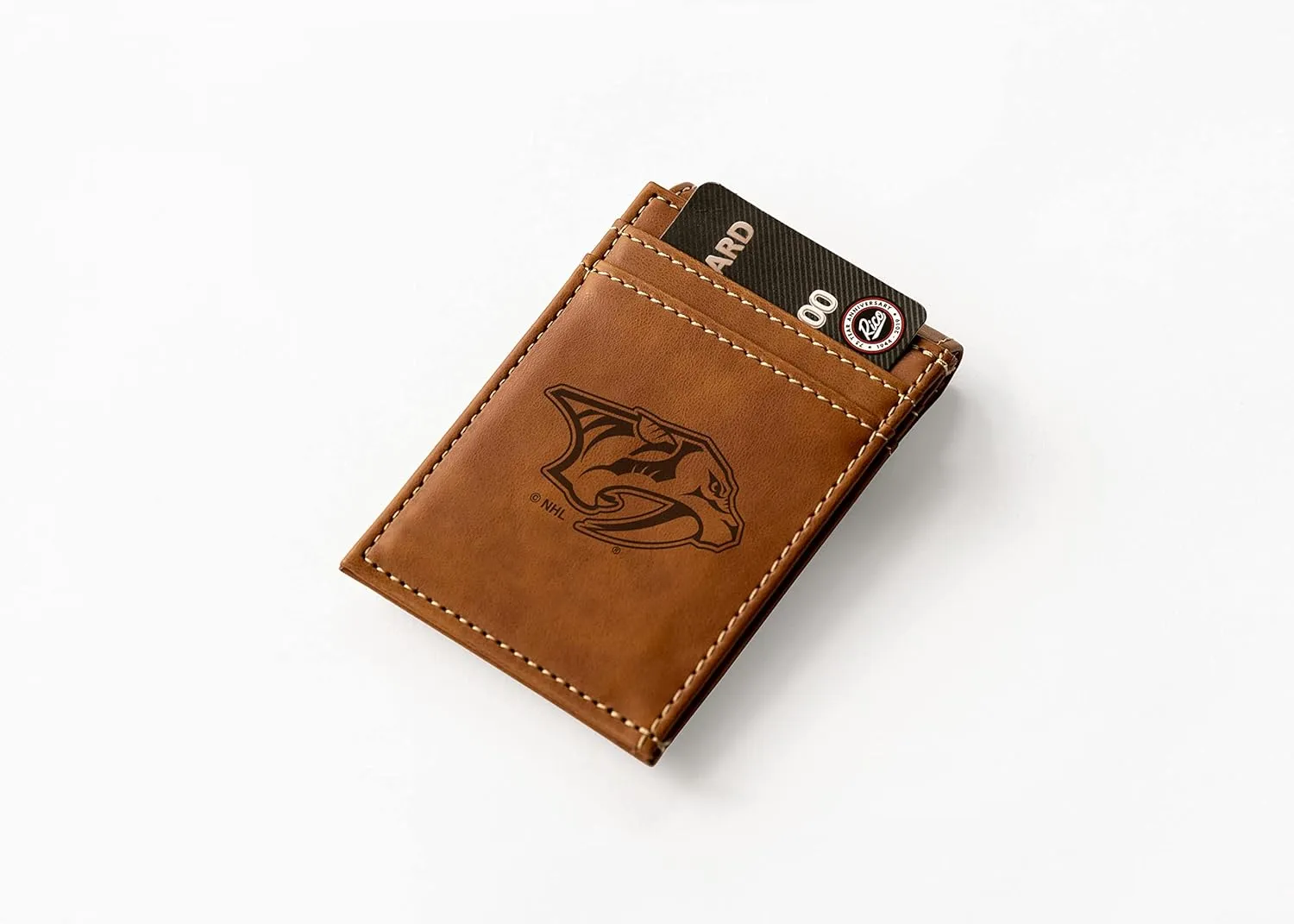 Rico Industries NHL Hockey Laser Engraved Front Pocket Wallet - Compact/Comfortable/Slim