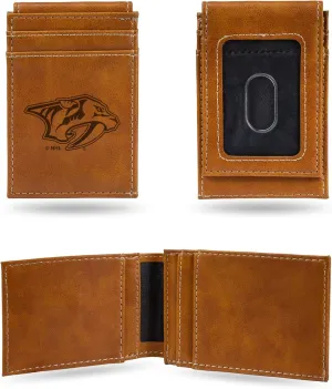 Rico Industries NHL Hockey Laser Engraved Front Pocket Wallet - Compact/Comfortable/Slim