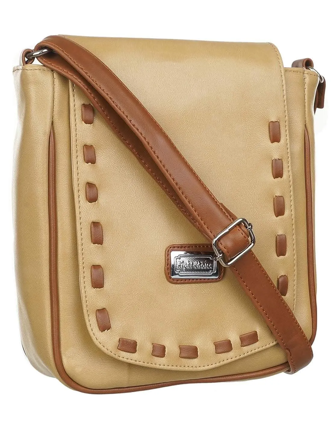 Right choice fancy women's multi criss cross sling bag (cream beige)