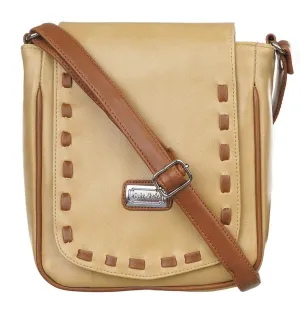 Right choice fancy women's multi criss cross sling bag (cream beige)