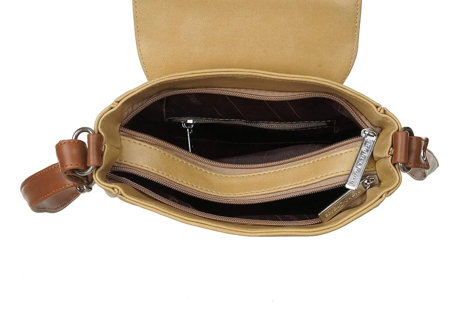Right choice fancy women's multi criss cross sling bag (cream beige)