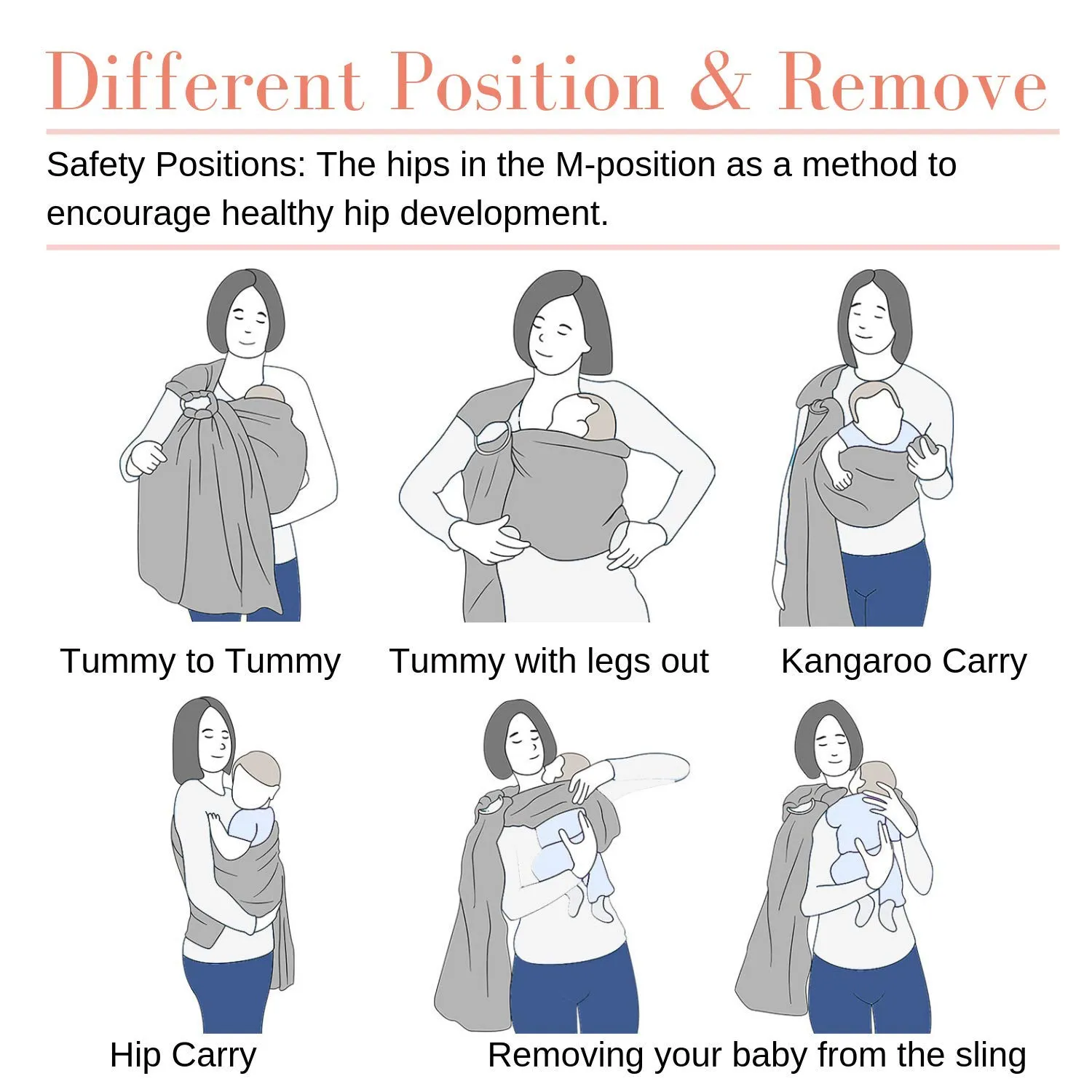Ring Sling Baby Carrier, Soft Cotton Baby Sling Carrier Newborn to Toddler, Baby Wrap Carrier for Plus Size Parents, Perfect Shower Gift, Rock