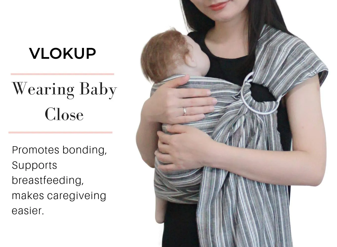 Ring Sling Baby Carrier, Soft Cotton Baby Sling Carrier Newborn to Toddler, Baby Wrap Carrier for Plus Size Parents, Perfect Shower Gift, Rock