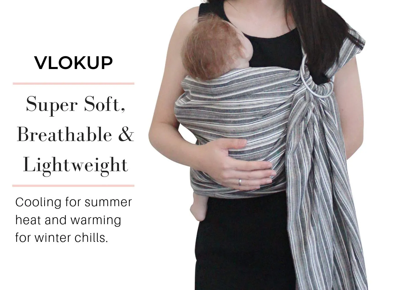 Ring Sling Baby Carrier, Soft Cotton Baby Sling Carrier Newborn to Toddler, Baby Wrap Carrier for Plus Size Parents, Perfect Shower Gift, Rock