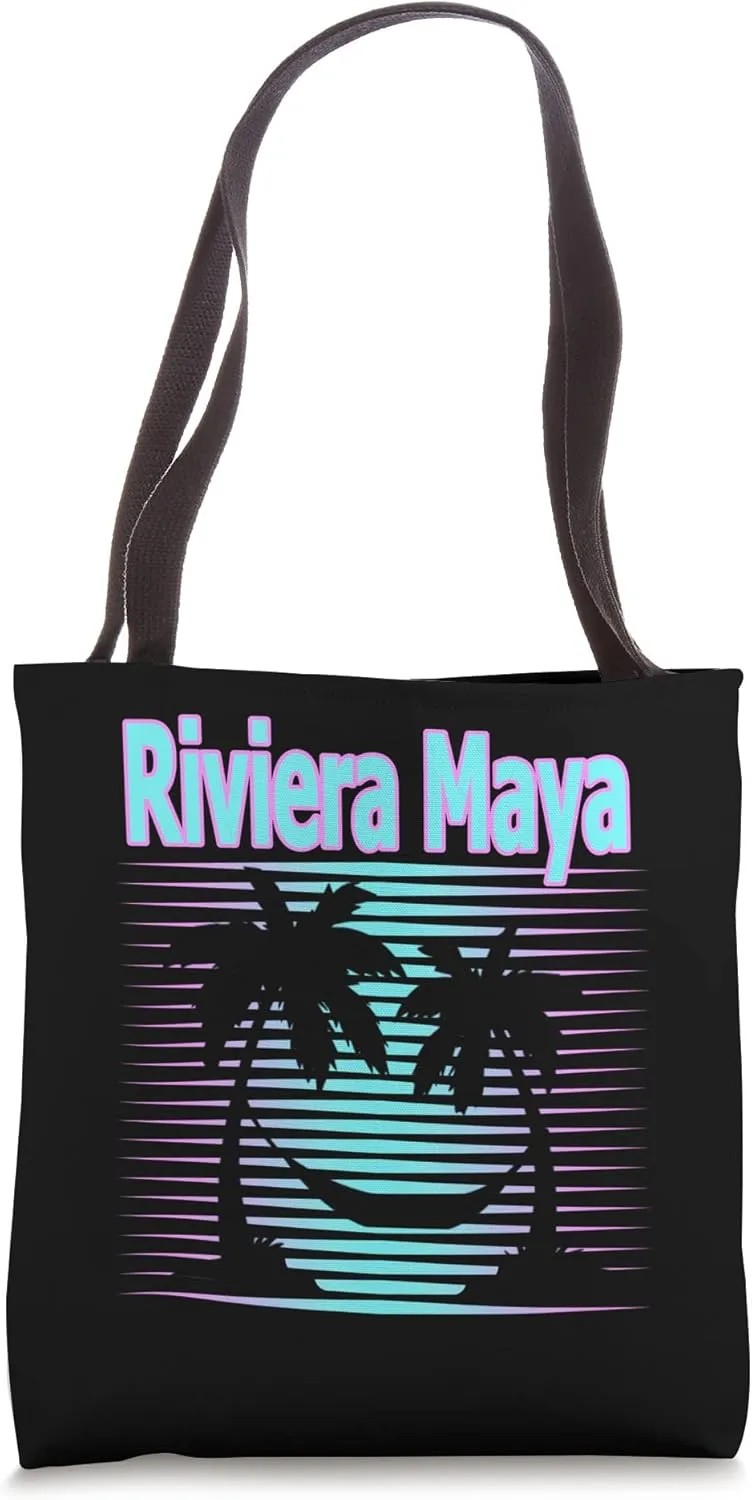 Riviera Maya Travel Retro Beach Vacation Souvenir Tote Bag