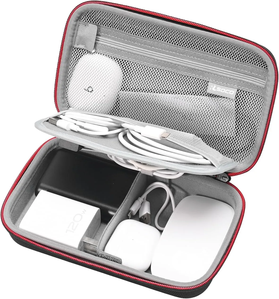 RLSOCO Travel Storage Bag for Small Gadgets/Cables/Charger/Adapter Power Bank/Hard Drive/SD Card (Black)