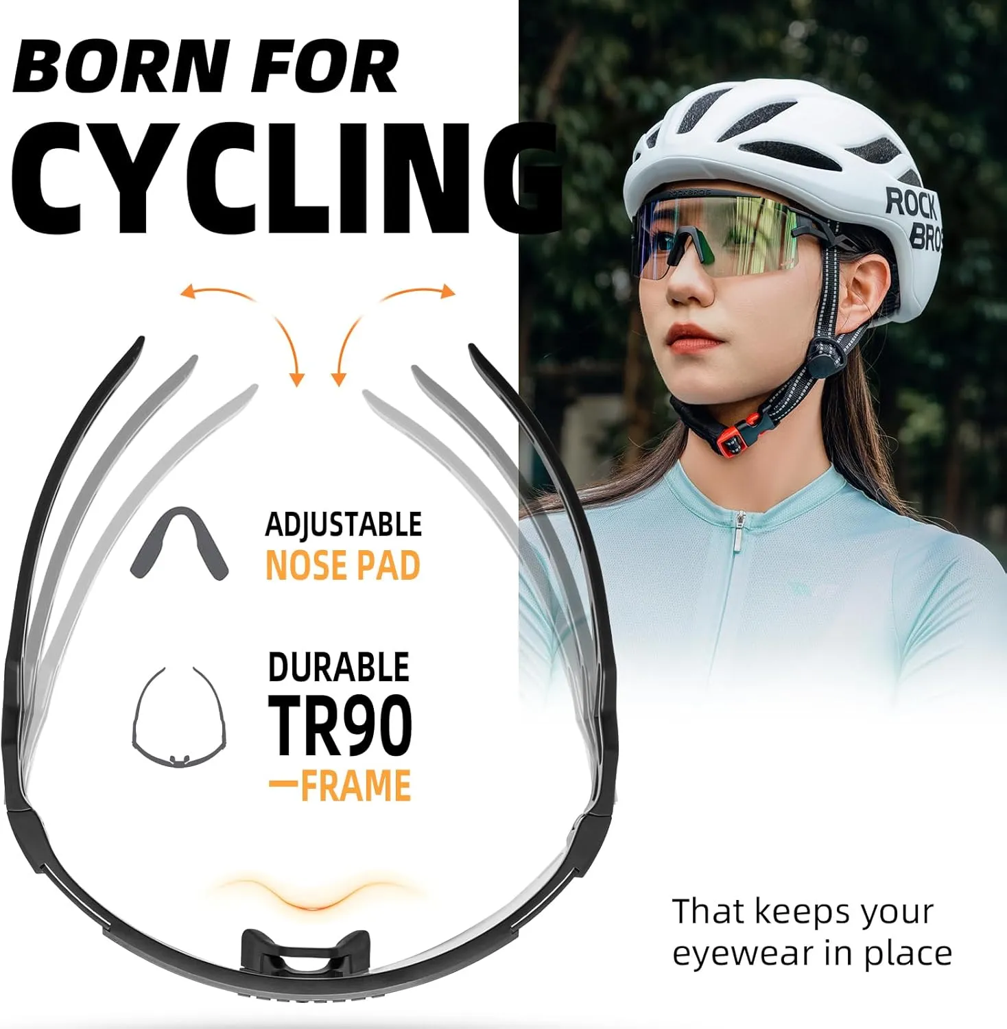 ROCKBROS Cycling Glasses Colour-changing UV Protection Against Wind and Sand Sports Glasses for Men Women Cycling Goggles