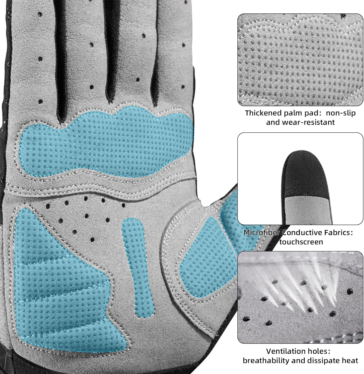 ROCKBROS Men's Cycling Gloves with SBR Pad, Anti-Slip, Breathable for Spring, Autumn Sports Riding