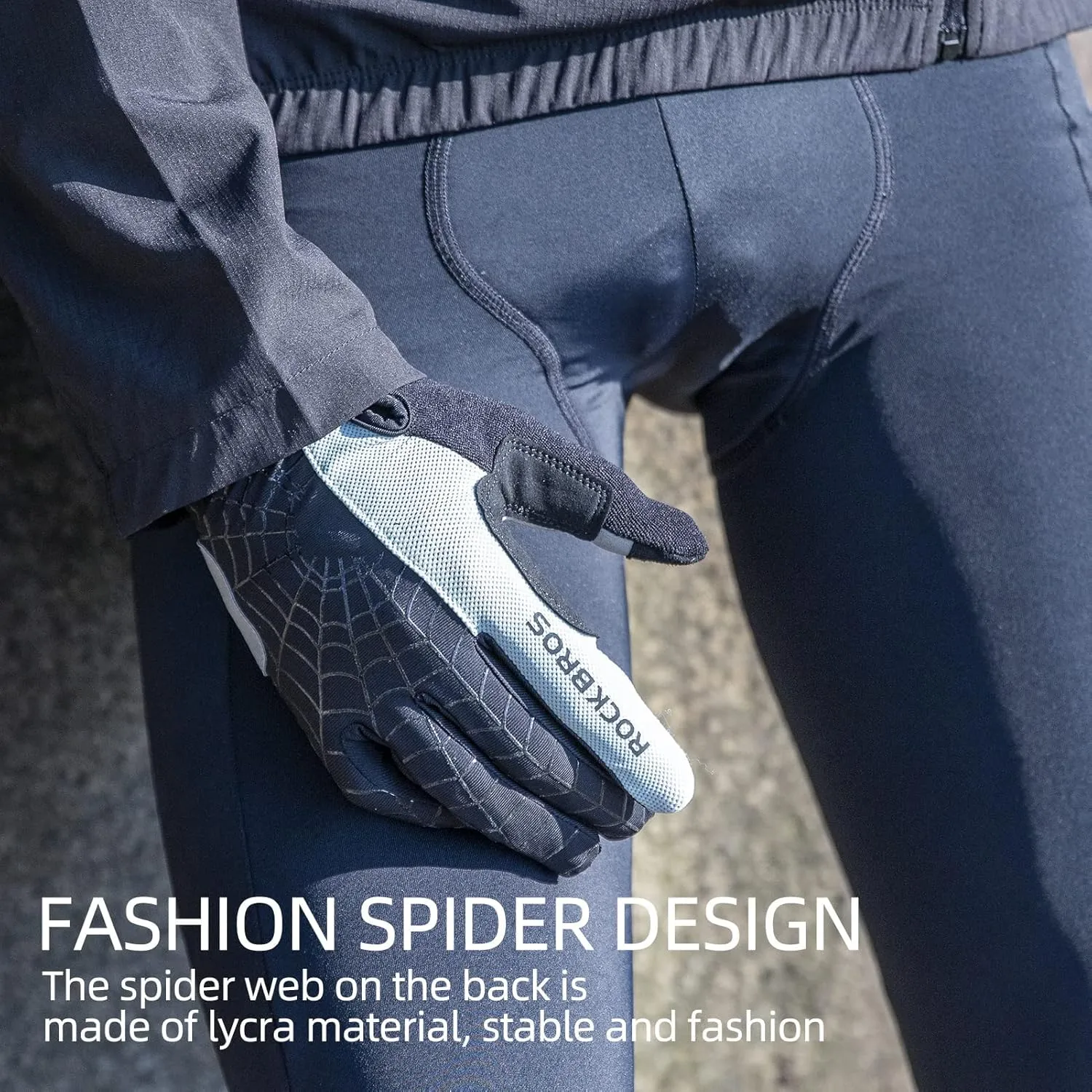 ROCKBROS Men's Cycling Gloves with SBR Pad, Anti-Slip, Breathable for Spring, Autumn Sports Riding