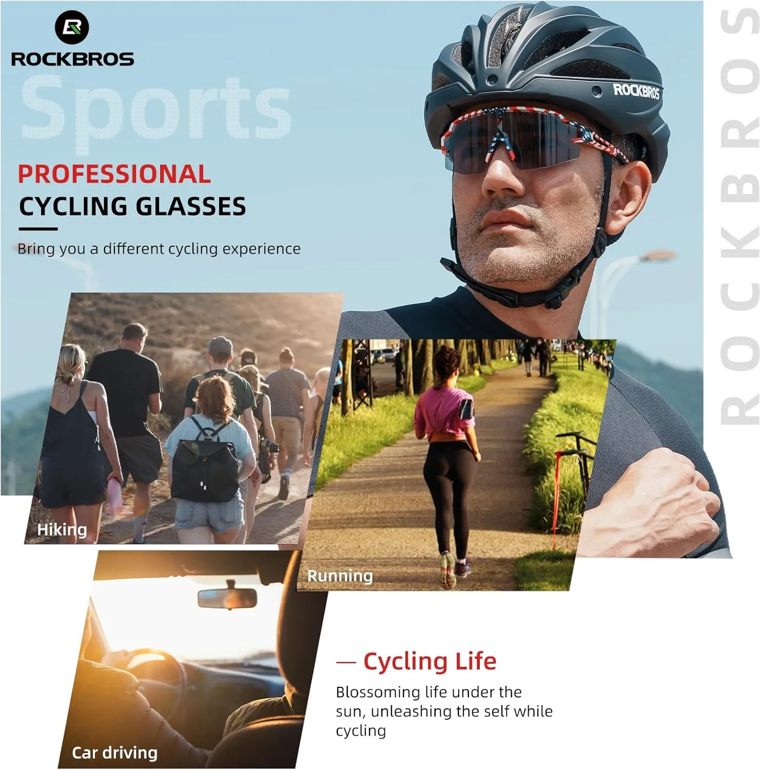 ROCKBROS Photochromic Sports Sunglasses for Men Women Cycling UV Protection