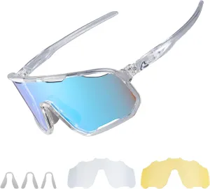 ROCKBROS Photochromic Sunglasses for Men Women,UV400 Protection Cycling Glasses,MTB Cycling Sports Sunglasses,3 Lenses