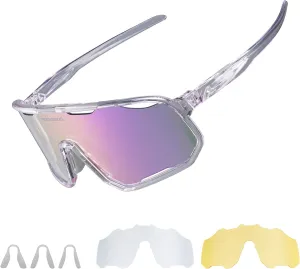 ROCKBROS Photochromic Sunglasses for Men Women,UV400 Protection Cycling Glasses,MTB Cycling Sports Sunglasses,3 Lenses