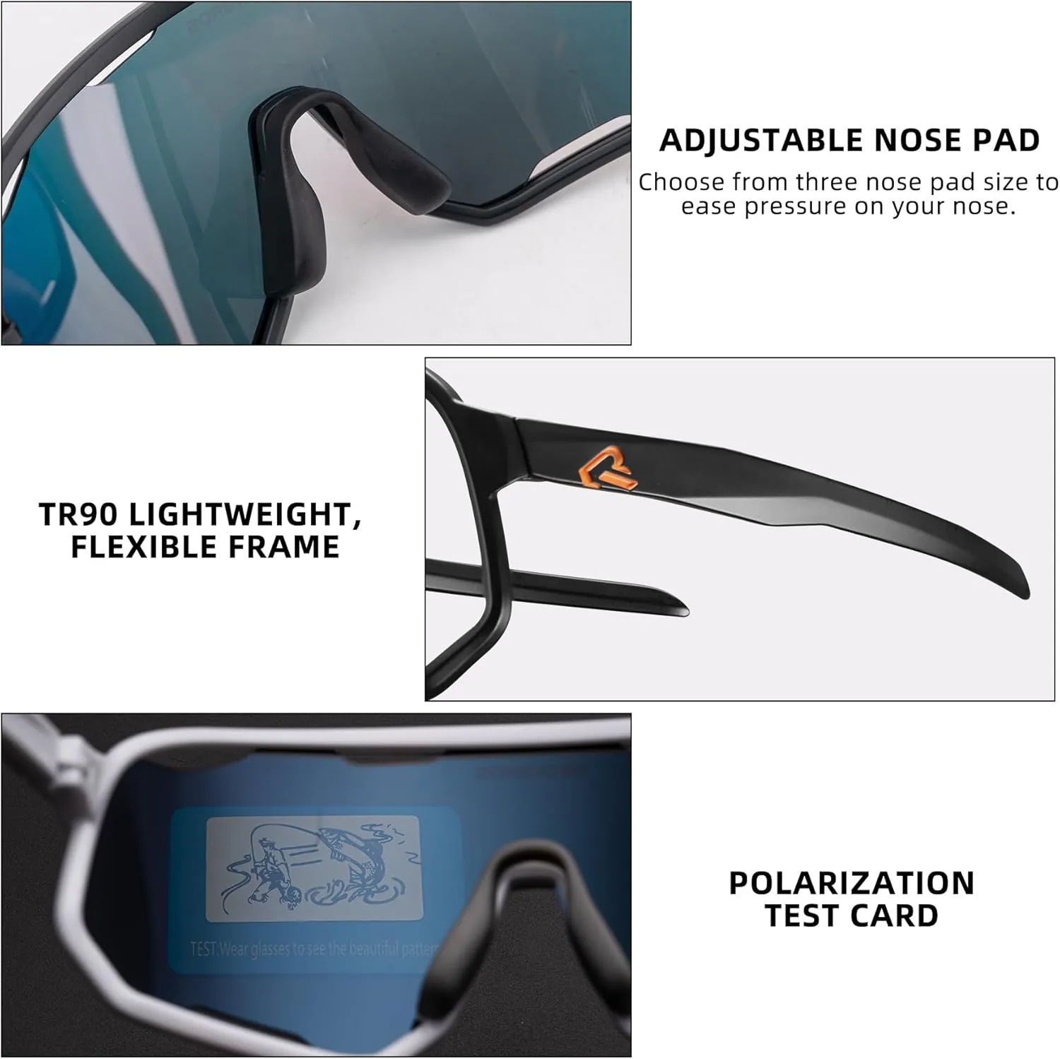 ROCKBROS Photochromic Sunglasses for Men Women,UV400 Protection Cycling Glasses,MTB Cycling Sports Sunglasses,3 Lenses