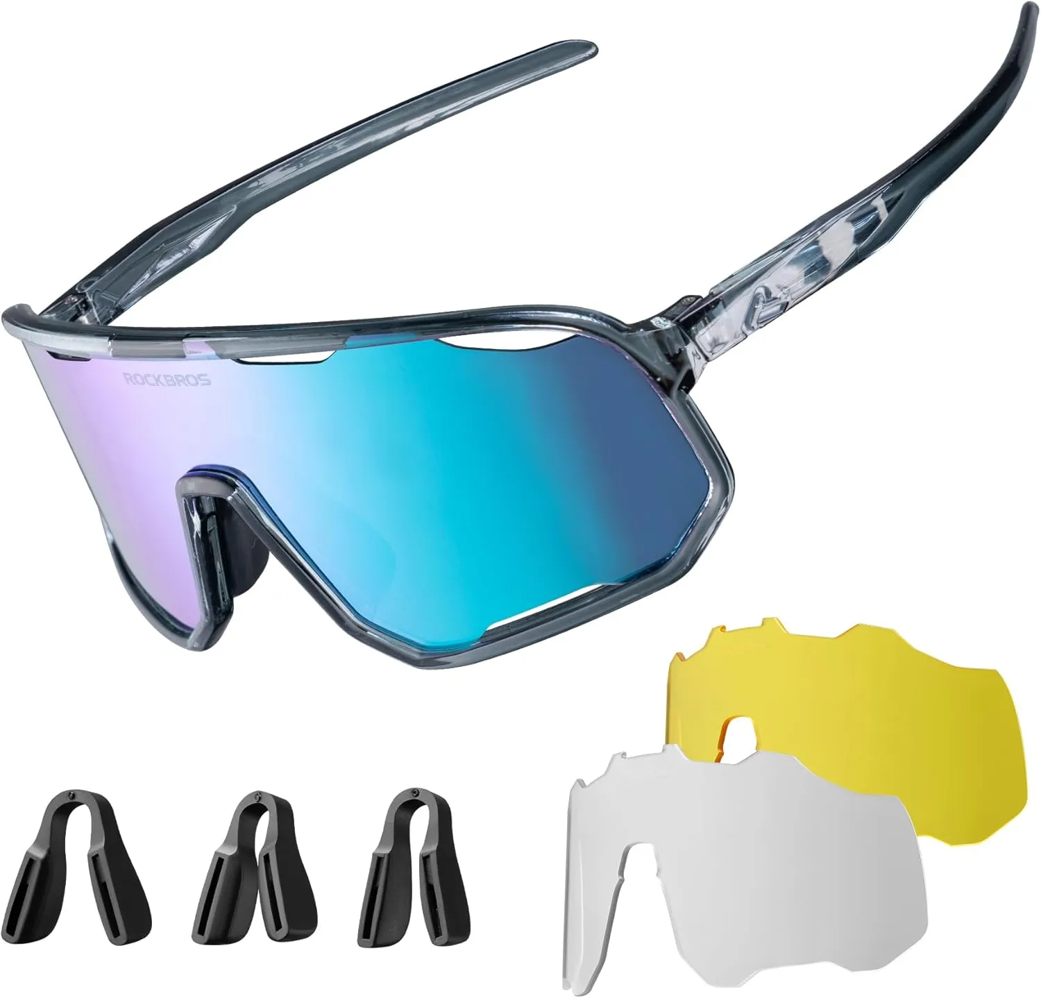 ROCKBROS Photochromic Sunglasses for Men Women,UV400 Protection Cycling Glasses,MTB Cycling Sports Sunglasses,3 Lenses