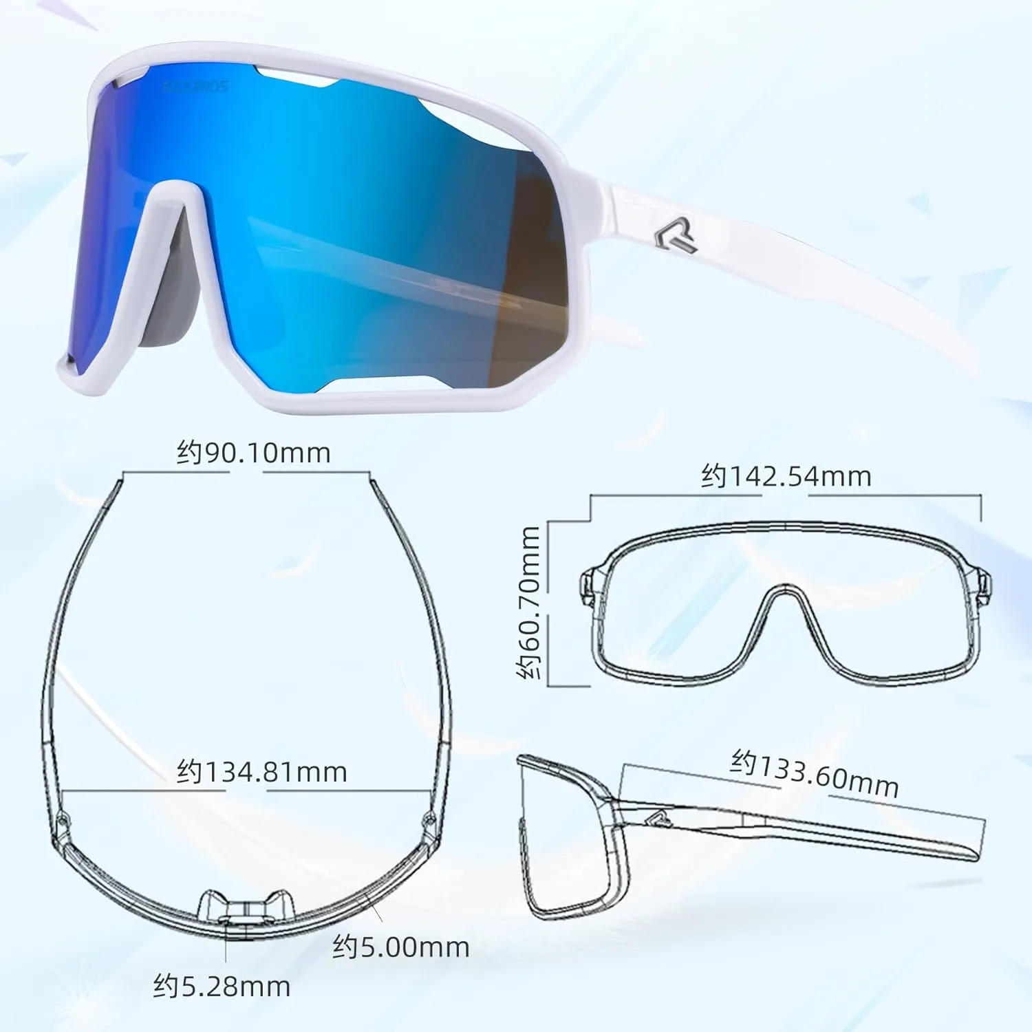 ROCKBROS Photochromic Sunglasses for Men Women,UV400 Protection Cycling Glasses,MTB Cycling Sports Sunglasses,3 Lenses