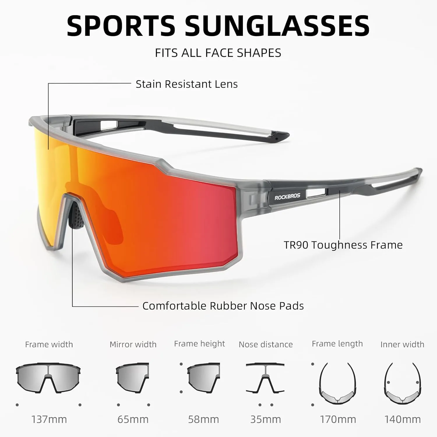 ROCKBROS Polarized Cycling Glasses Sports Sunglasses Women Men UV400 Protection TR90 Frame Running Glasses