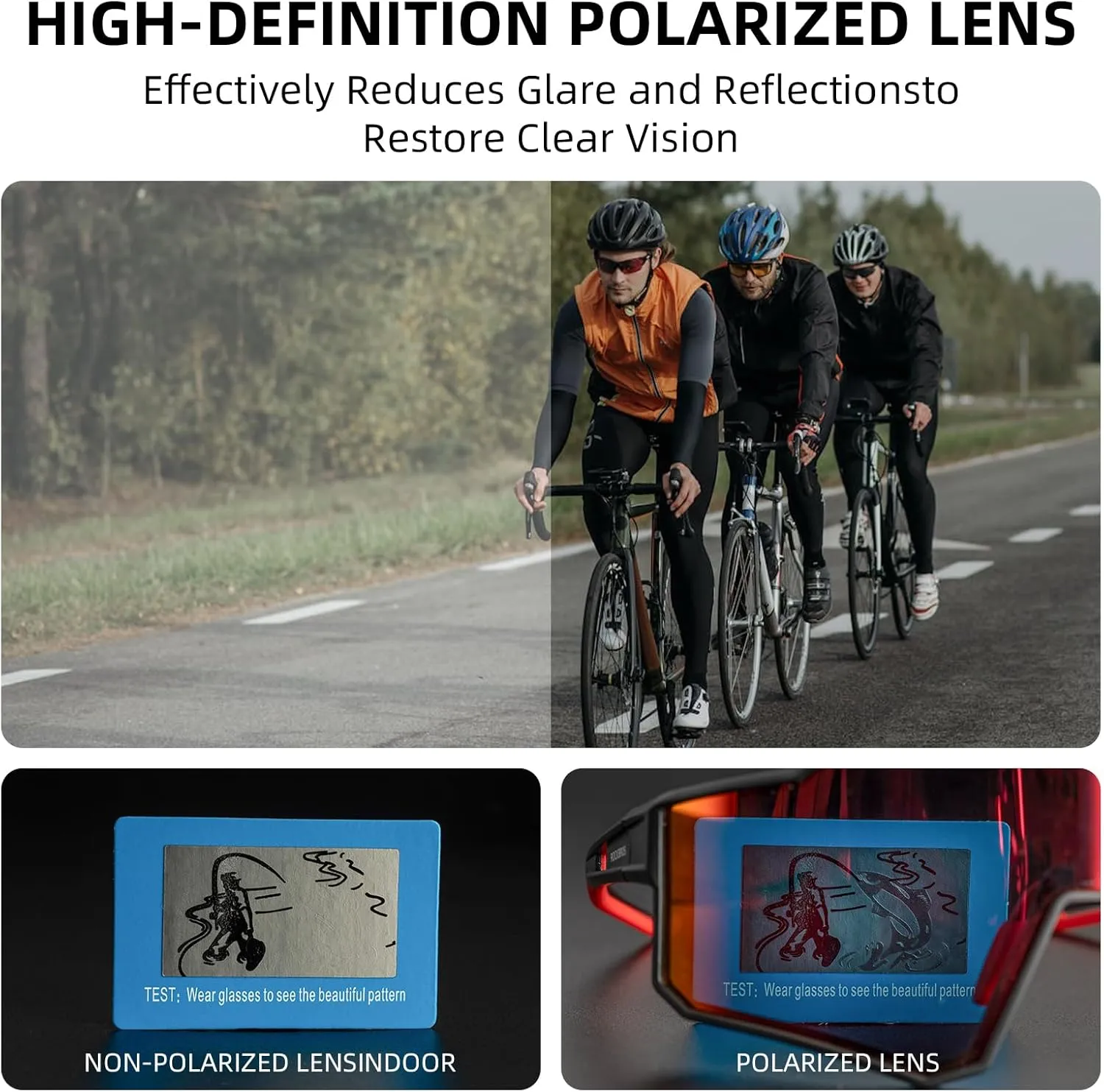 ROCKBROS Polarized Cycling Glasses Sports Sunglasses Women Men UV400 Protection TR90 Frame Running Glasses