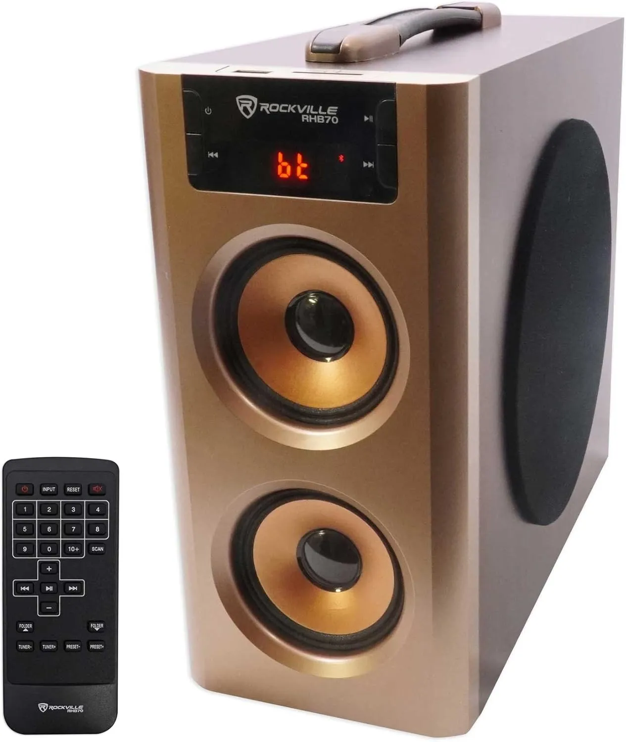 Rockville RHB70 Home Theater Compact Powered Speaker System, Bluetooth/USB/FM, 4" Subwoofer, 2 Full-Range Drivers, Perfect for Home Entertainment and Office Audio