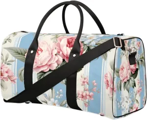 Rose Peony Floral Travel Duffel Bag for Women Men Waterproof Foldable Overnight Weekender Bag Large Capacity Sports Gym Bag