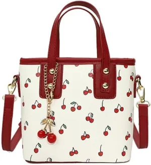 Rosesky Small Cute Shoulder Bag for Women Cherry Mini Tote Purses Coquette Aesthetic Crossbody Handbag with Cherry Charm