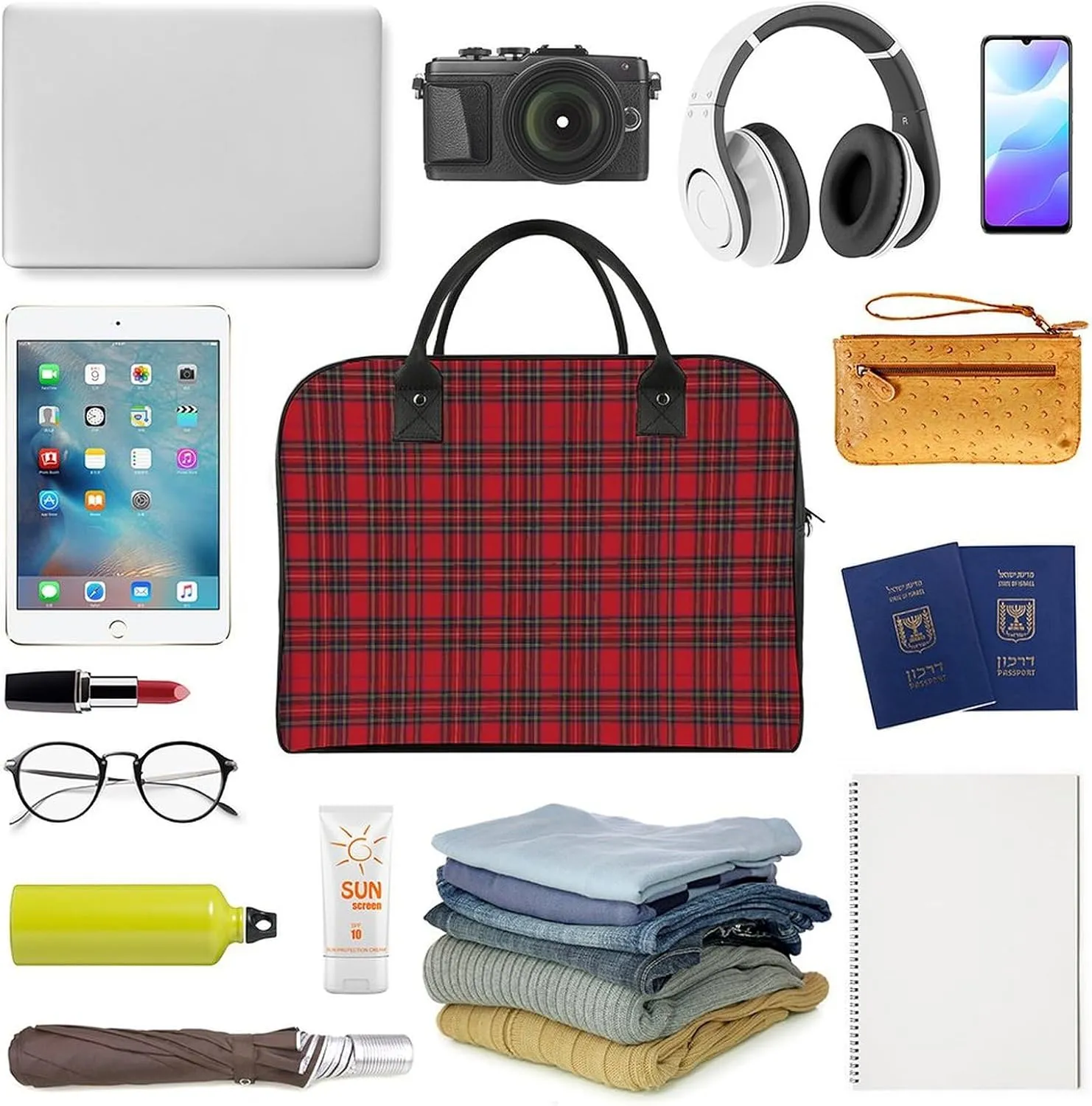 Royal Stewart Tartan Fashionable Large Capacity Travel Handbag Unisex