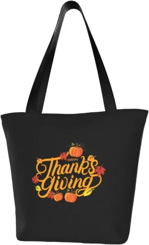 Rqwaaed Happy Thanksgiving Day Welcome Autumn Women'S Casual One Shoulder Carry Shopping Bag Large Capacity Working Storage Handbag