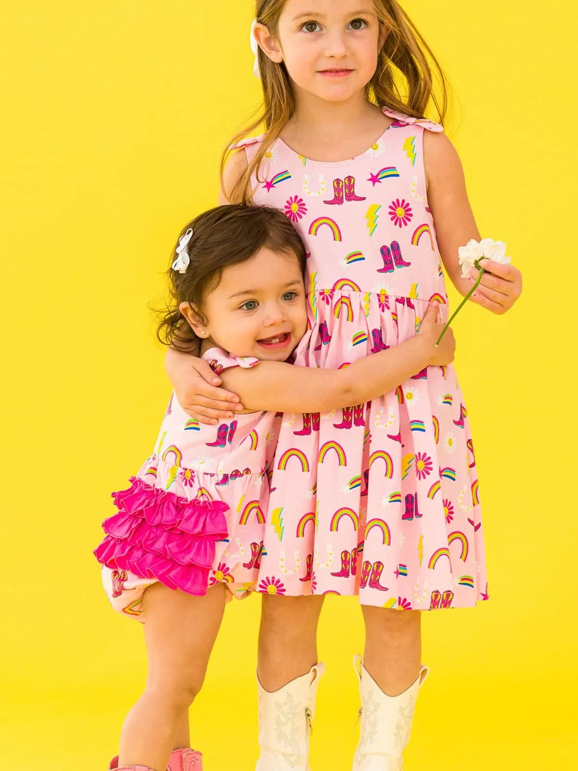 RuffleButts Baby/Toddler Girls Knit Tie Shoulder Twirl Dress