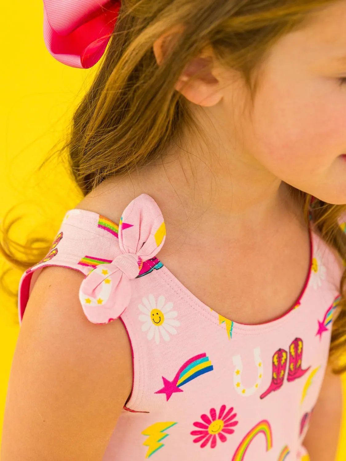 RuffleButts Baby/Toddler Girls Knit Tie Shoulder Twirl Dress