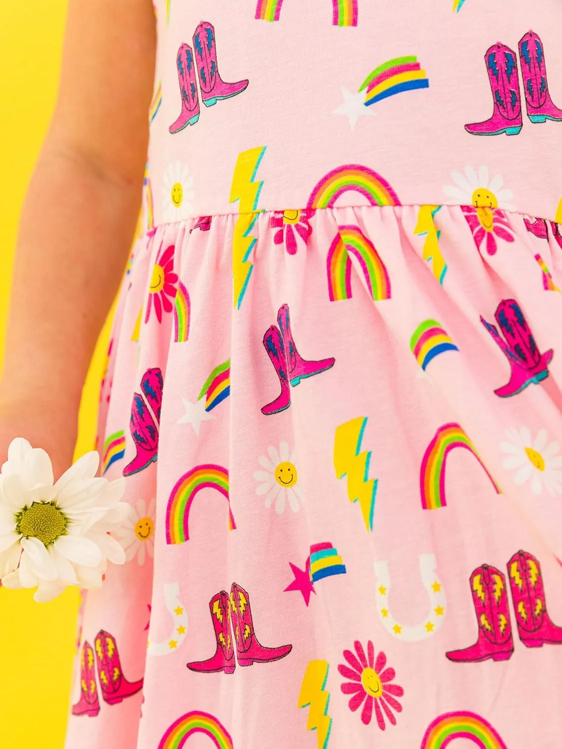 RuffleButts Baby/Toddler Girls Knit Tie Shoulder Twirl Dress
