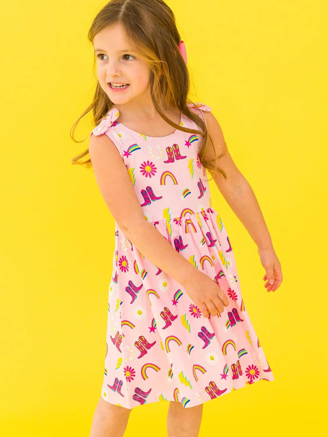 RuffleButts Baby/Toddler Girls Knit Tie Shoulder Twirl Dress