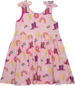 RuffleButts Baby/Toddler Girls Knit Tie Shoulder Twirl Dress