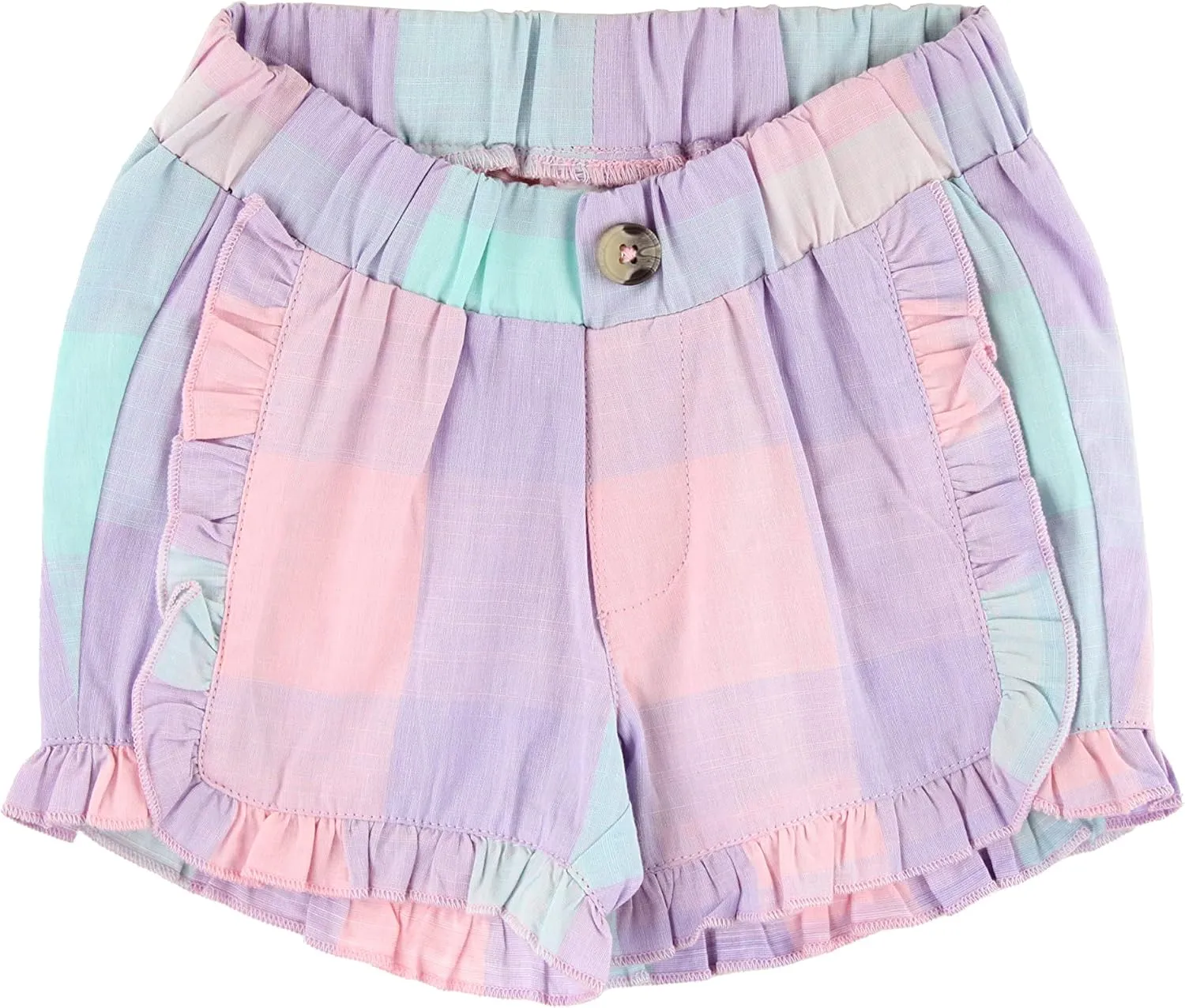 RuffleButts® Baby/Toddler Girls Woven Shorts w/Ruffle Hem