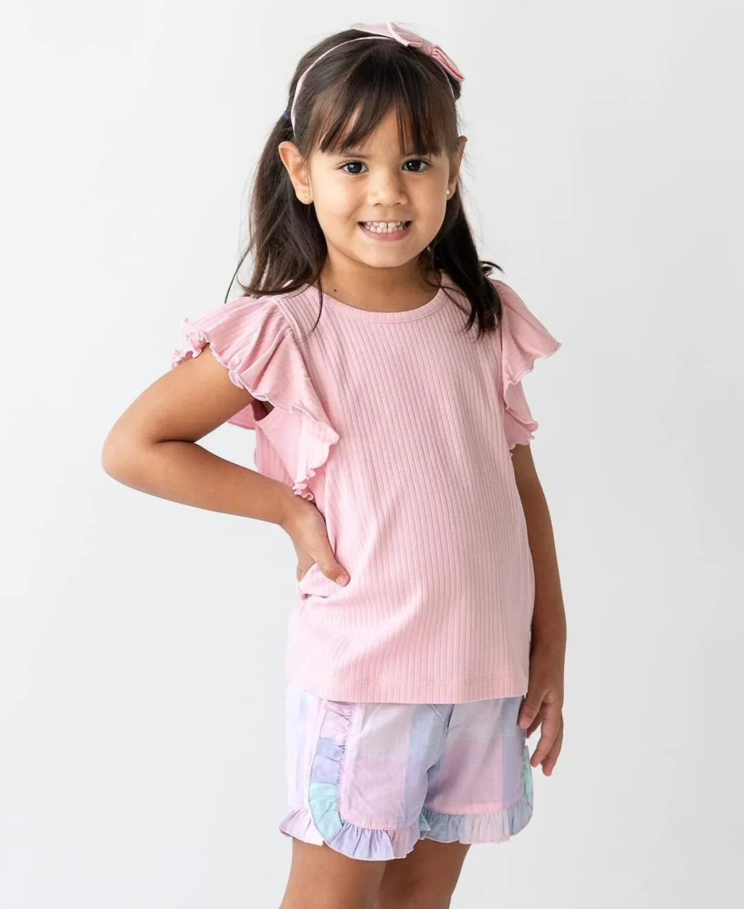 RuffleButts® Baby/Toddler Girls Woven Shorts w/Ruffle Hem