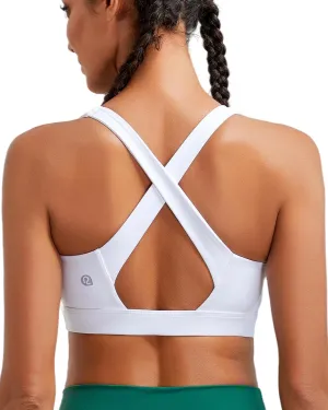 RUNNING GIRL High Impact Sports Bras for Women, High Support Running Strappy Women's Sports Bra with Sewn in Pads
