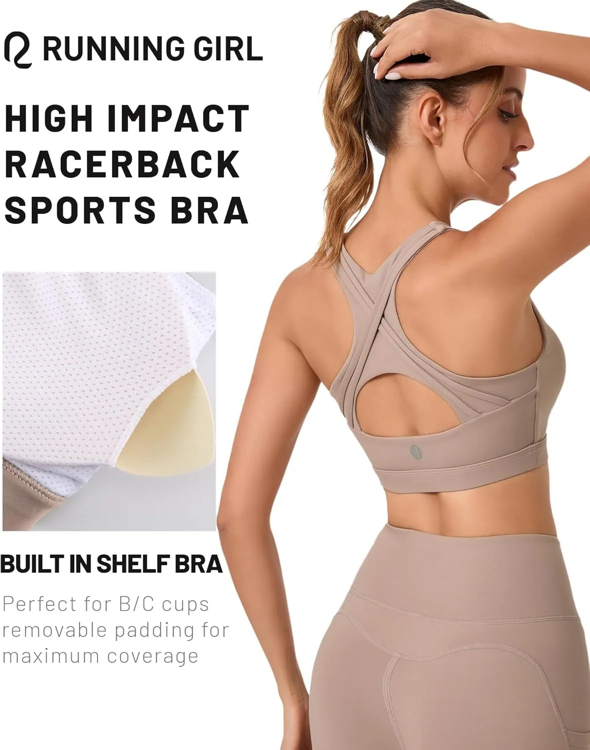 RUNNING GIRL High Impact Sports Bras for Women High Support Women’s Sports Bra Racerback Workout Running Bra