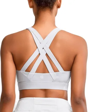 RUNNING GIRL Sports Bra for Women High Support,Molded Cup Strappy Running High Impact Sports Bras for Women