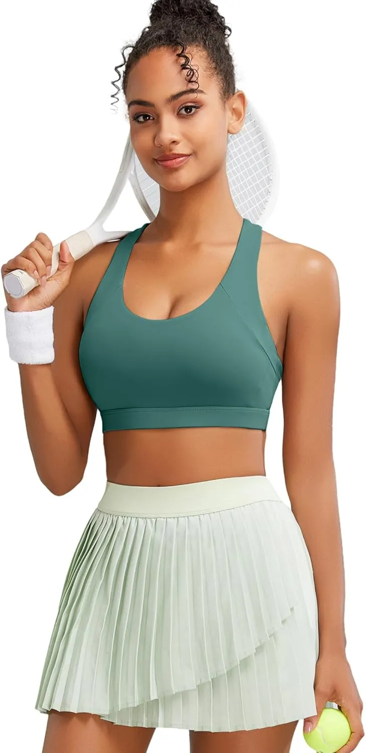 RUNNING GIRL Sports Bra for Women, Medium-High Support Criss-Cross Back Strappy Padded Sports Bras Supportive Workout Tops