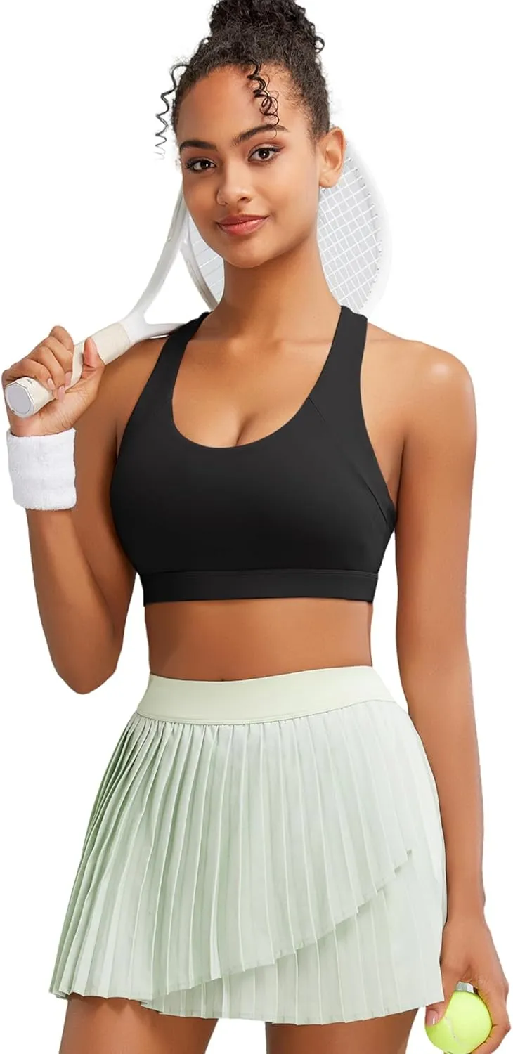 RUNNING GIRL Sports Bra for Women, Medium-High Support Criss-Cross Back Strappy Padded Sports Bras Supportive Workout Tops
