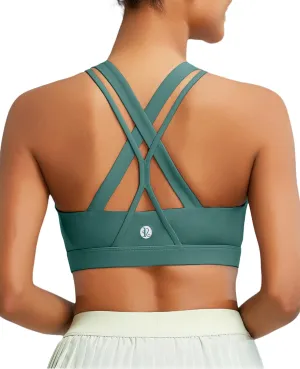 RUNNING GIRL Sports Bra for Women, Medium-High Support Criss-Cross Back Strappy Padded Sports Bras Supportive Workout Tops