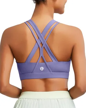 RUNNING GIRL Sports Bra for Women, Medium-High Support Criss-Cross Back Strappy Padded Sports Bras Supportive Workout Tops