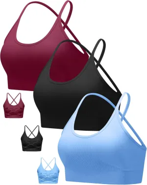 RUNNING GIRL Sports Bras for Women,Sexy Crisscross Back Seamless Padded Sports Bra Medium Support with Removable Pads