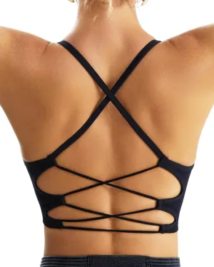RUNNING GIRL Sports Bras for Women,Sexy Crisscross Back Seamless Padded Sports Bra Medium Support with Removable Pads