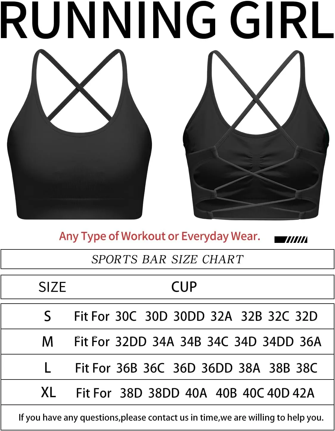 RUNNING GIRL Sports Bras for Women,Sexy Crisscross Back Seamless Padded Sports Bra Medium Support with Removable Pads