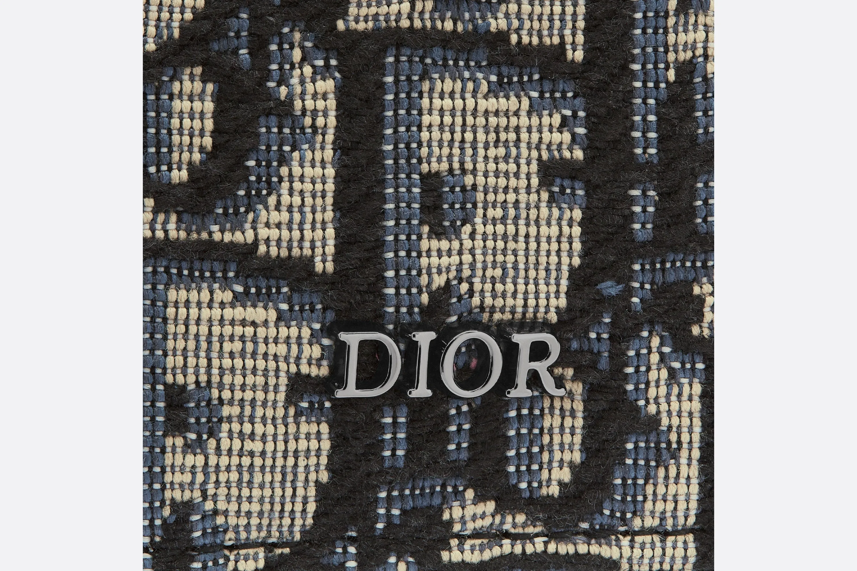 Saddle Card Holder • Black Grained Calfskin and Beige and Black Dior Oblique Jacquard