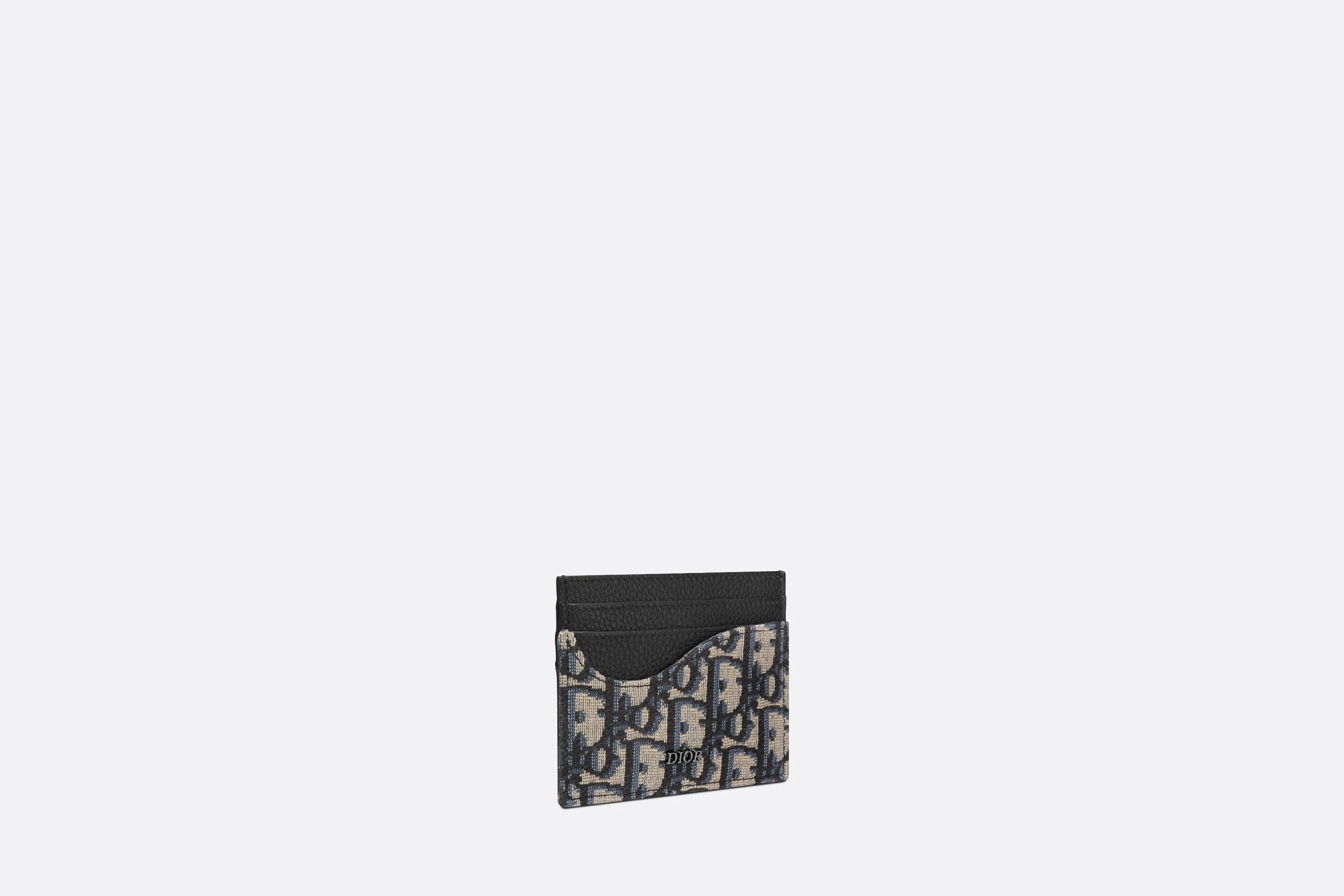 Saddle Card Holder • Black Grained Calfskin and Beige and Black Dior Oblique Jacquard
