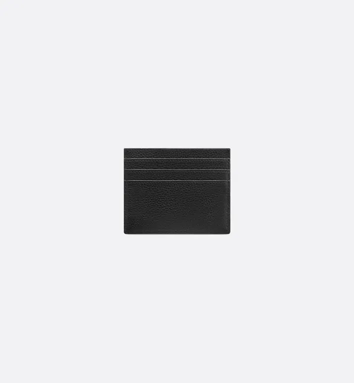 Saddle Card Holder • Black Grained Calfskin and Beige and Black Dior Oblique Jacquard