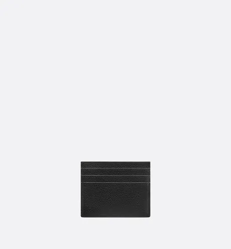 Saddle Card Holder • Black Grained Calfskin and Beige and Black Dior Oblique Jacquard