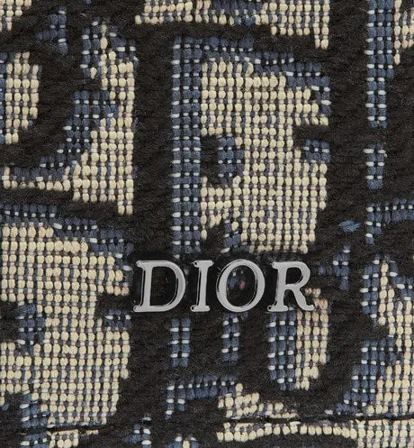 Saddle Card Holder • Black Grained Calfskin and Beige and Black Dior Oblique Jacquard