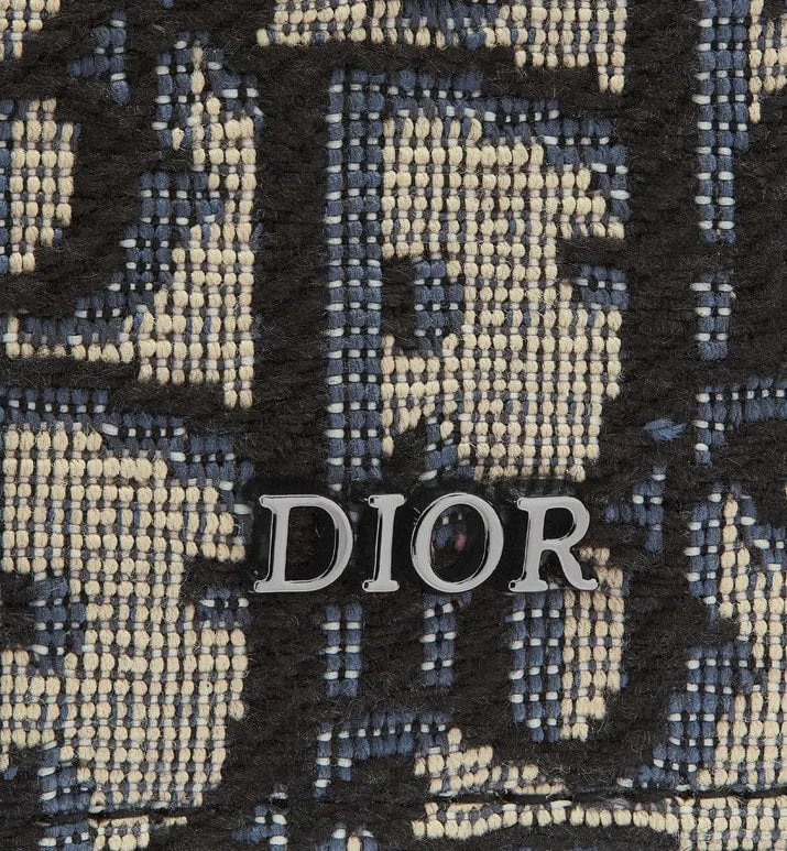 Saddle Card Holder • Black Grained Calfskin and Beige and Black Dior Oblique Jacquard